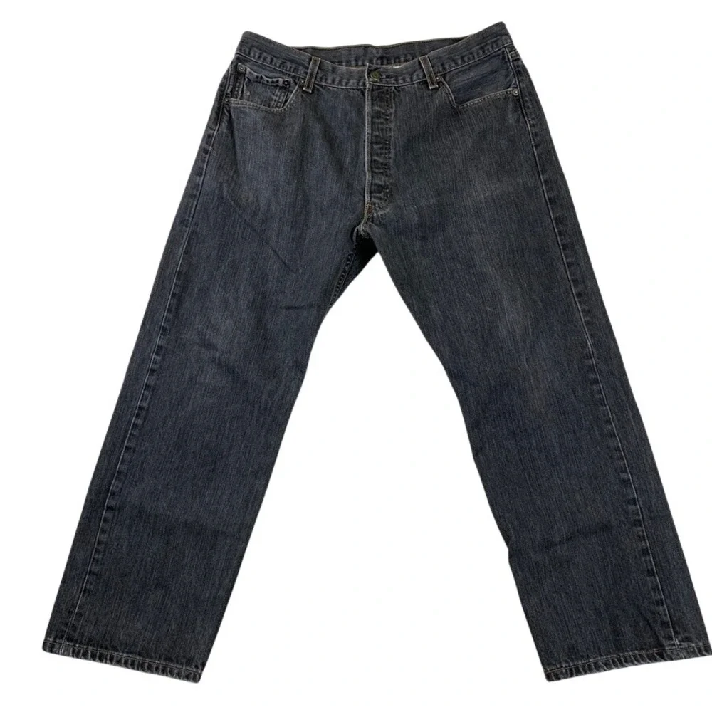 Levis 501 Mens Original Fit Button Fly Faded Black Jeans 34x27 Straight Leg